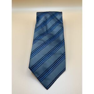ALFANI Men's 100% Silk Made In Italy Designer STRIPED Grey/Blue/Black